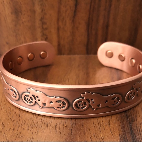 Motor Cycle Pure Copper Magnetic Bracelet Energy Cuff Bangle - Picture 2 of 2